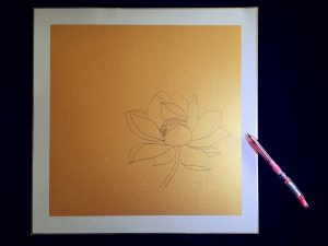 use pencil to draw the lotus outline