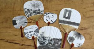 Sumi ink painting on fans in Bath UK @ The Museum of East Asian Art (MEAA) | England | United Kingdom